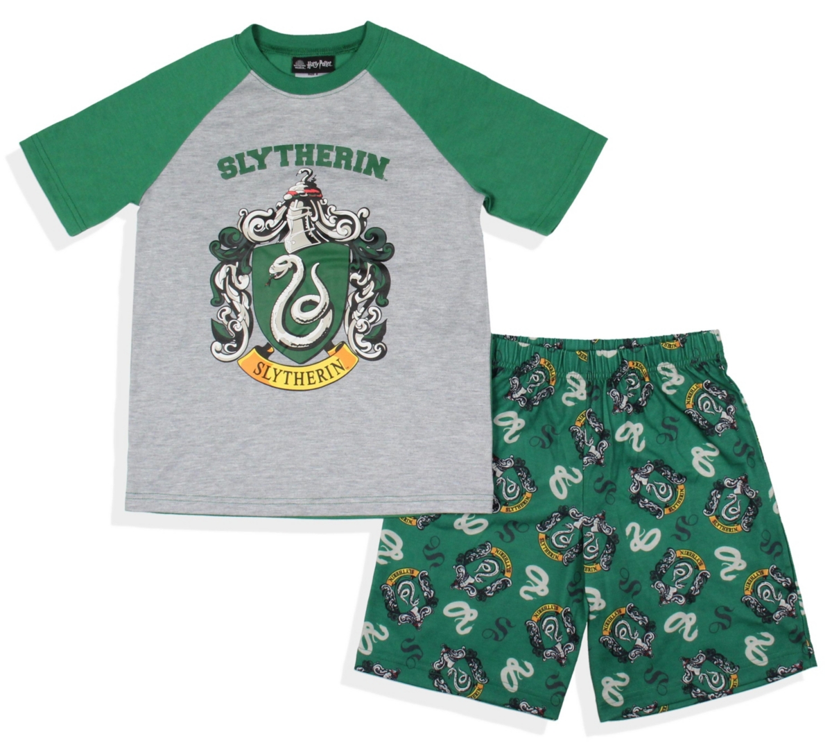 Harry Potter Boys' Hogwarts All Houses Sleep Pajama Set Shorts Kids -green