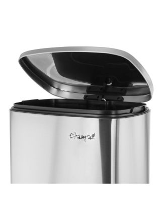 50 Liter/13 Gallon Rectangular Stainless Steel Step Trash Bin with Slow Close Mechanism in Matte Silver