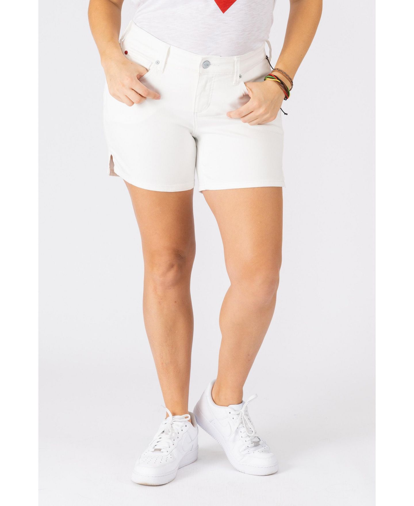 Женские шорты SLINK Jeans Plus Size Side Vent, цвет: Белый — фото 1