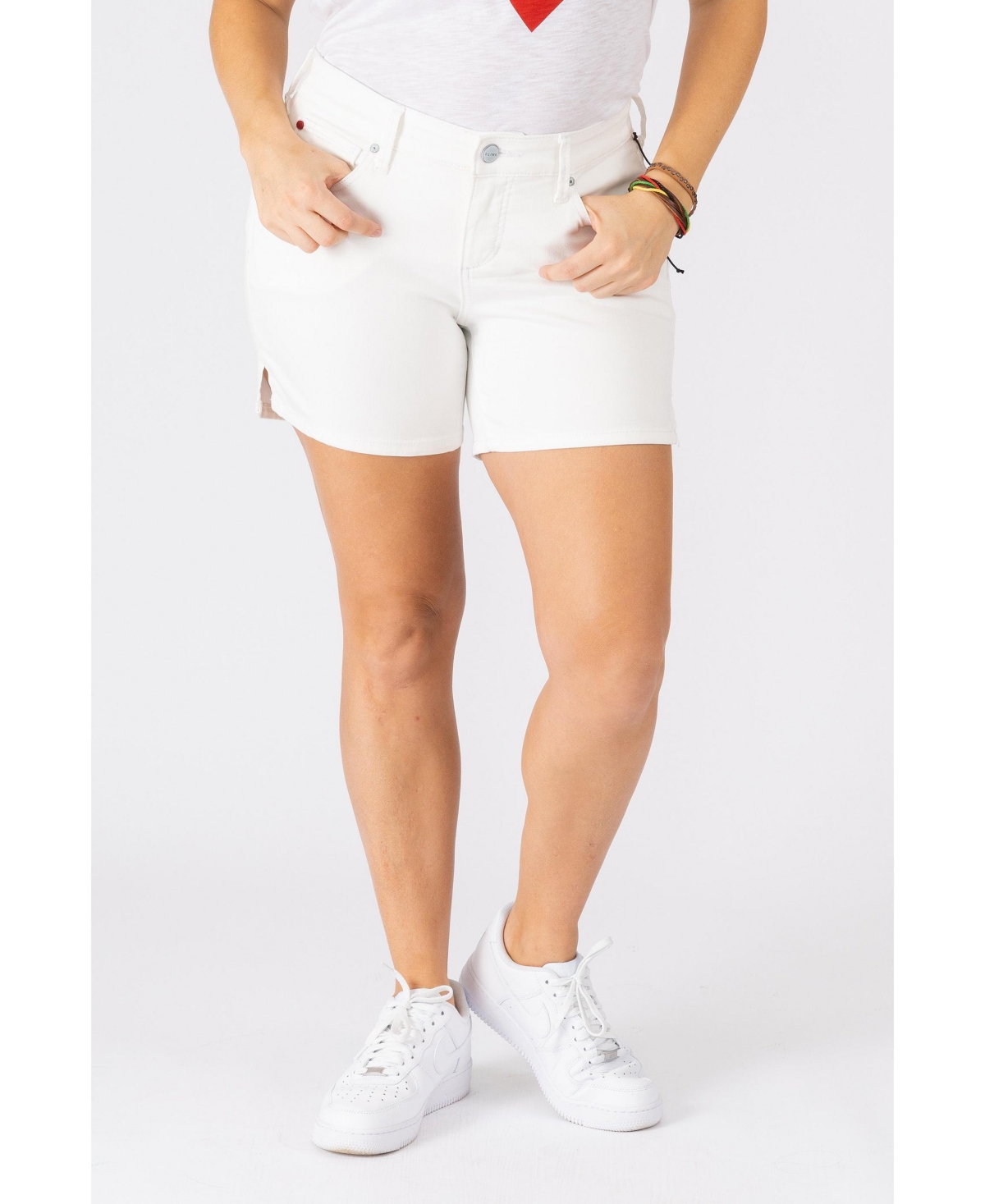 Plus Size Side Vent Shorts - White