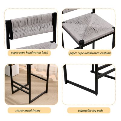  Gray Handwoven Counter Height Bar Stools Set of 2