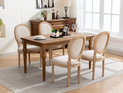 Antique Linen Dining Chairs, Set of 2