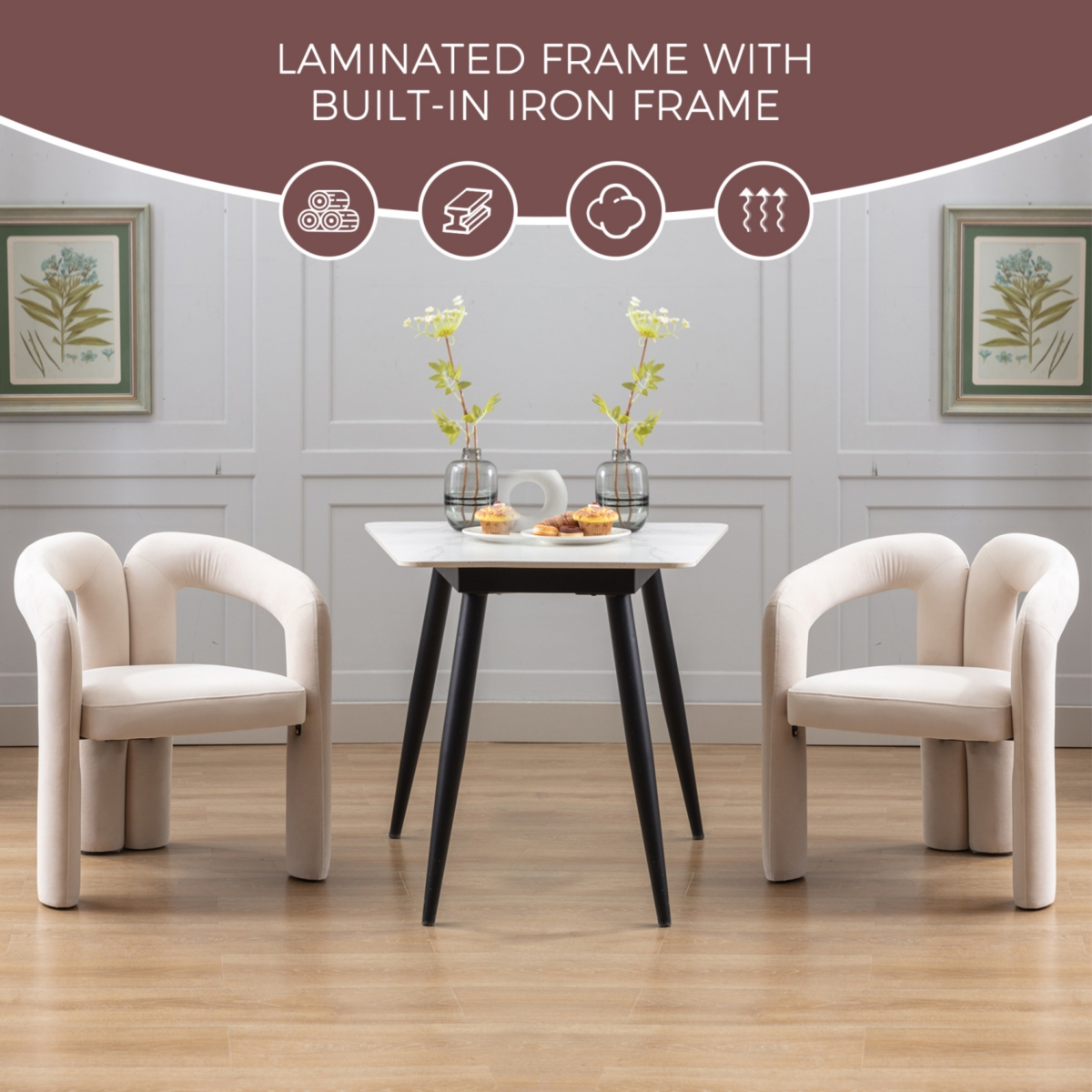 Streamdale Furniture Modern Fabric Upholstered Dining Chairs (Set of 2)