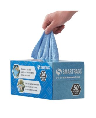 Arkwright Smart Rags Microfiber Cleaning Cloths (Box of 50), 12x12 in., Reusable, Multi-Purpose, Color Options