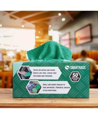 Arkwright Smart Rags Microfiber Cleaning Cloths (Box of 50), 12x12 in., Reusable, Multi-Purpose, Color Options