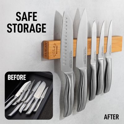 Seamless Acacia Wood Magnetic Knife Holder - Wooden Magnetic Knife Strip for Organizing your Kitchen