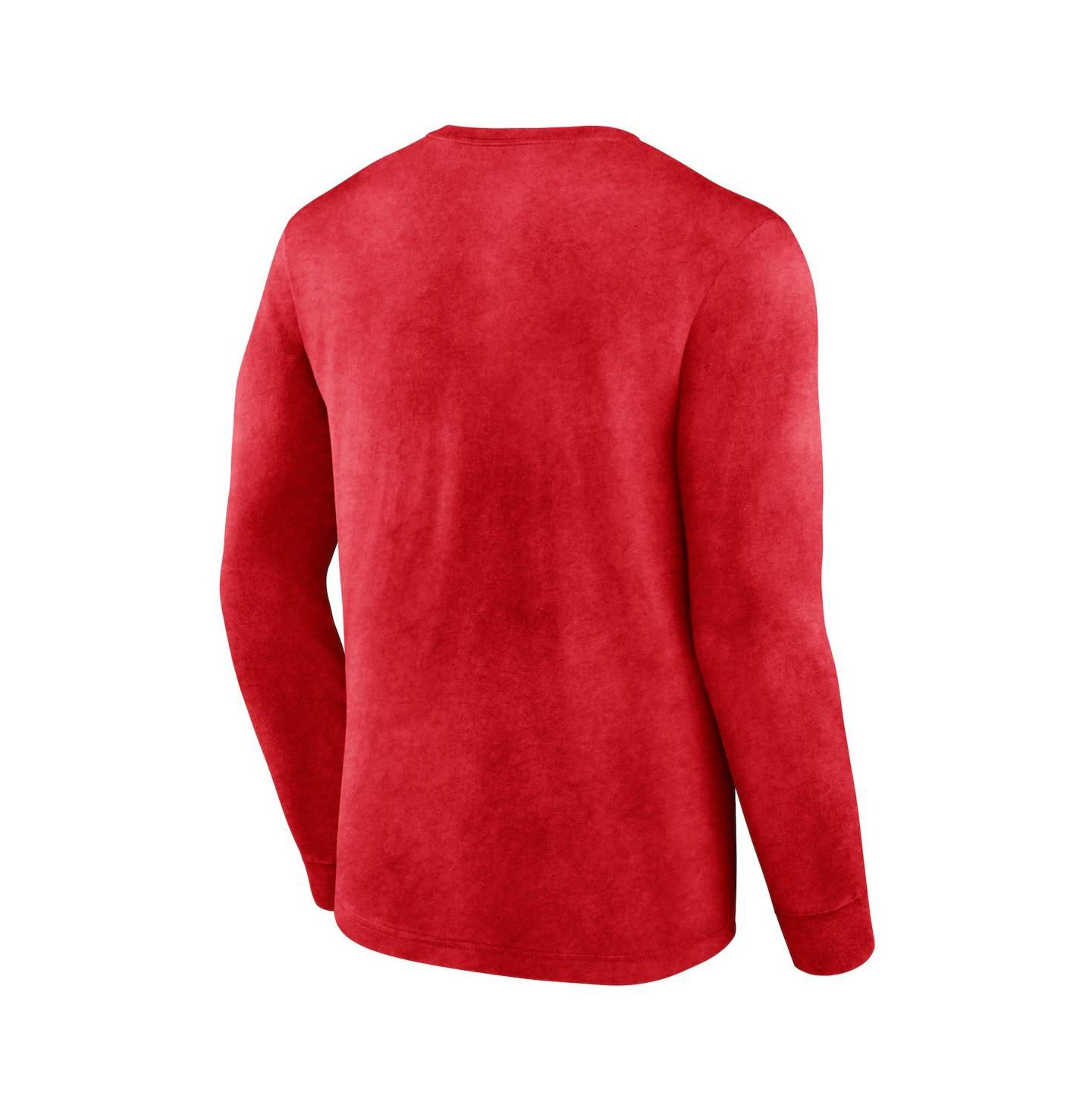Мужская футболка Fanatics Heather Red LA Clippers Front Court Press Snow Wash Long Sleeve — фото 3
