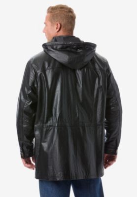 Big & Tall Hooded Leather Parka