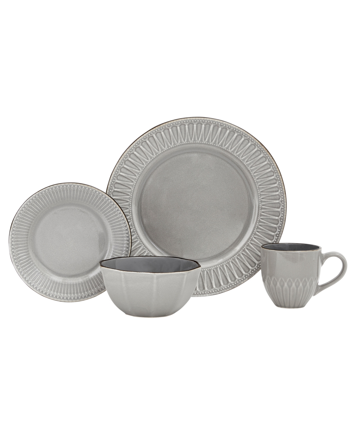 Belle Grey 16 Pc. Dinnerware Set, Service for 4 - GREY