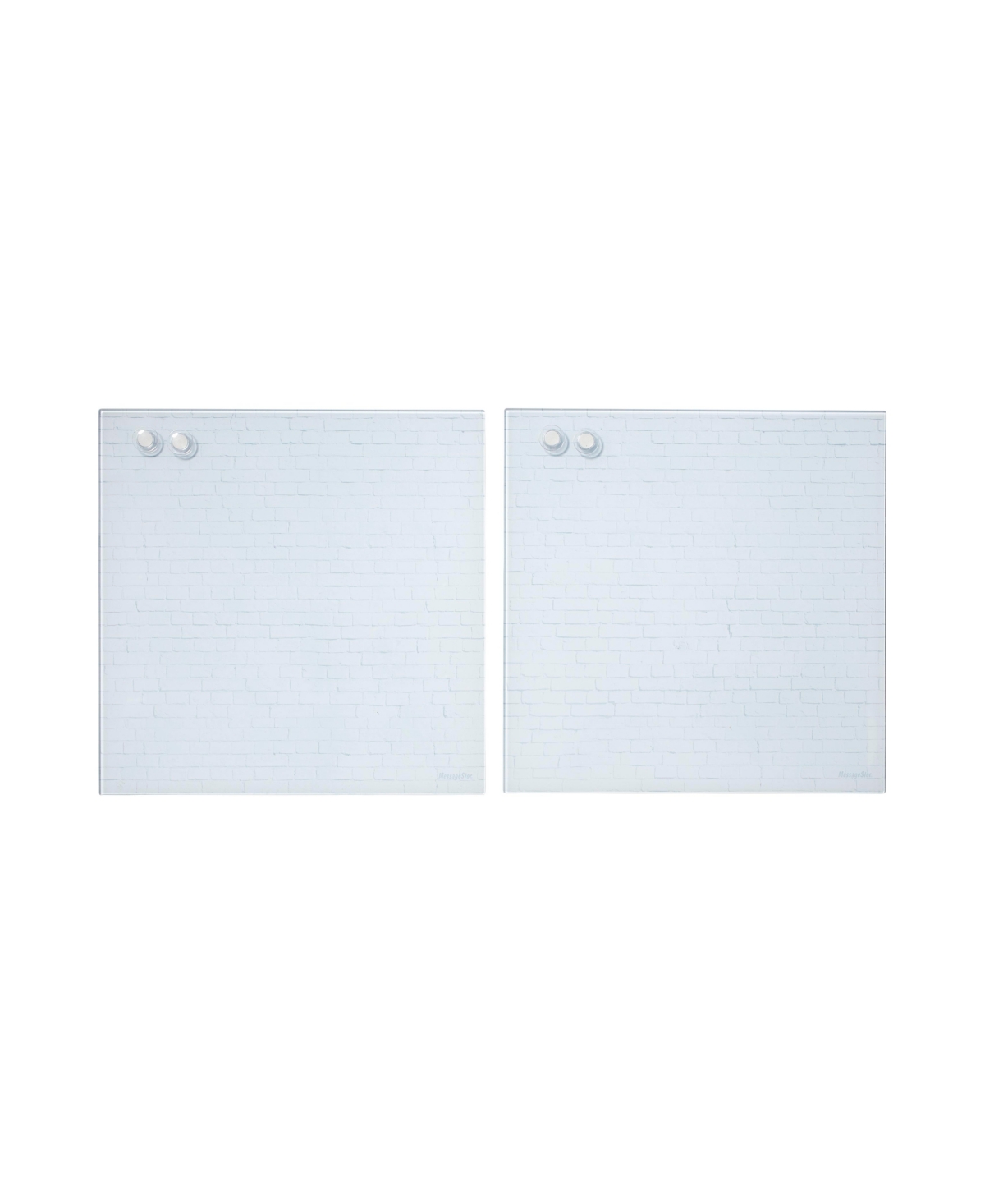 MessageStor Magnetic Dry-Erase Glass Board with Magnets, 17.5in x 17.5in, White Waves, 2-Pack - Botanical