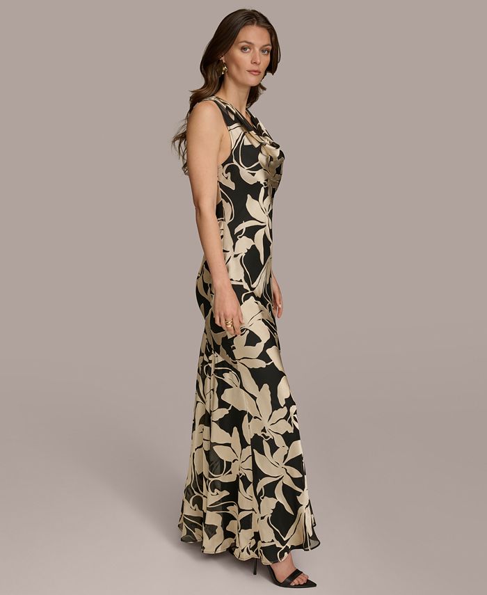Donna Karan New York Donna Karan Women's Floral-Print Cowlneck Gown ...