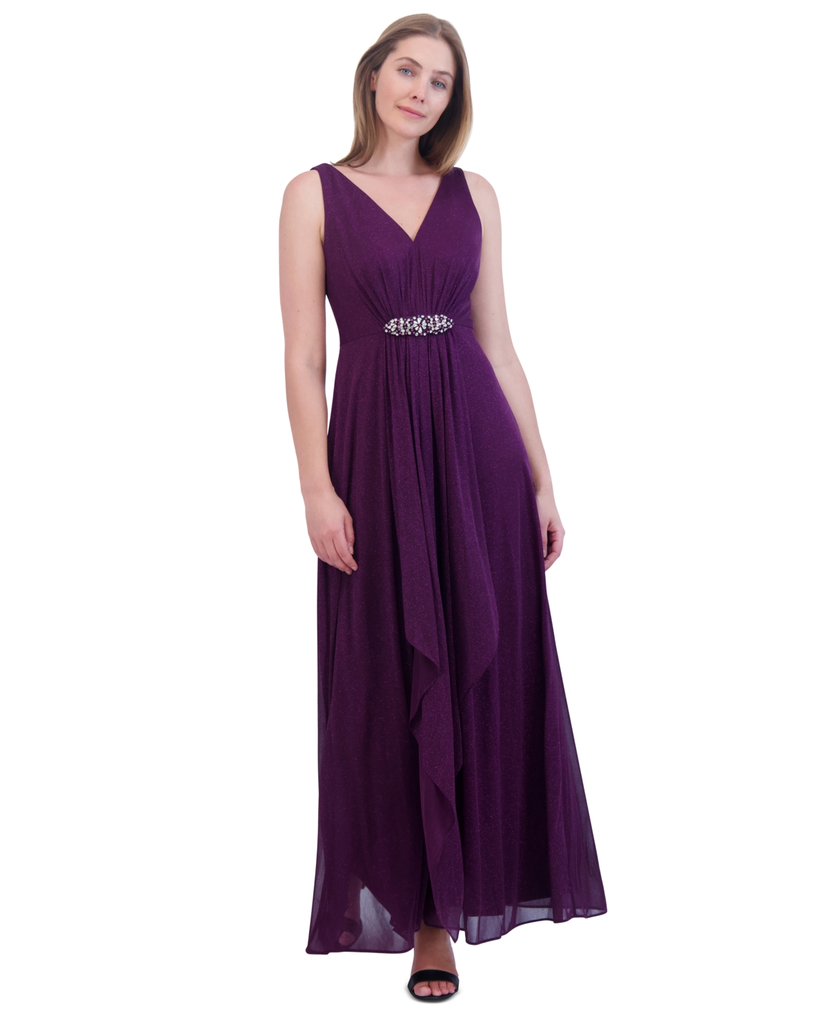 Jessica Howard Women's Glittered Embellished Gown In Plum