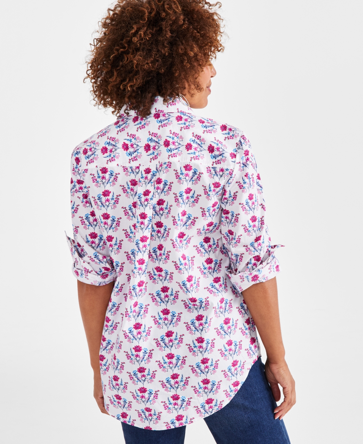 Style & Co Women's Printed Cotton Perfect Shirt, Created for Macy's
