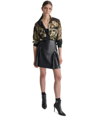 Women's Printed Button-Front Long-Sleeve Shirt