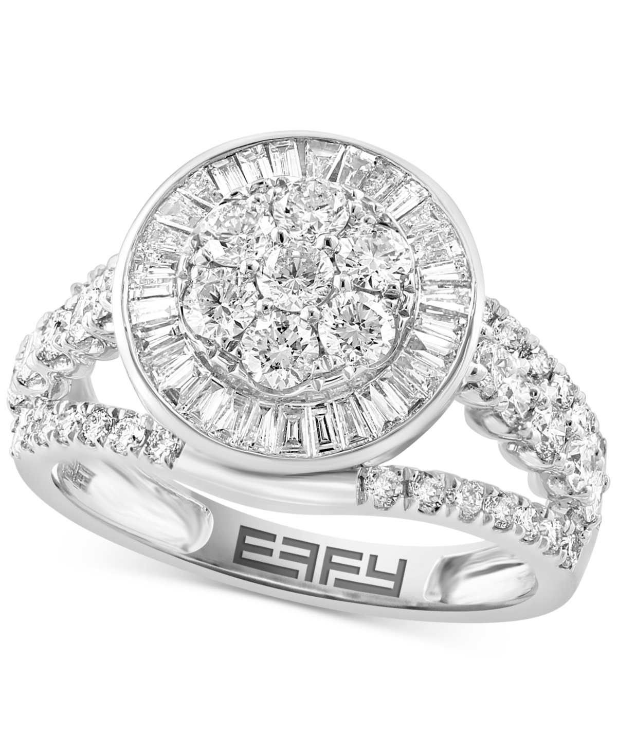 Effy Diamond Round & Baguette Circle Cluster Ring (1-5/8 ct. t.w.) in 14k White Gold - White Gold