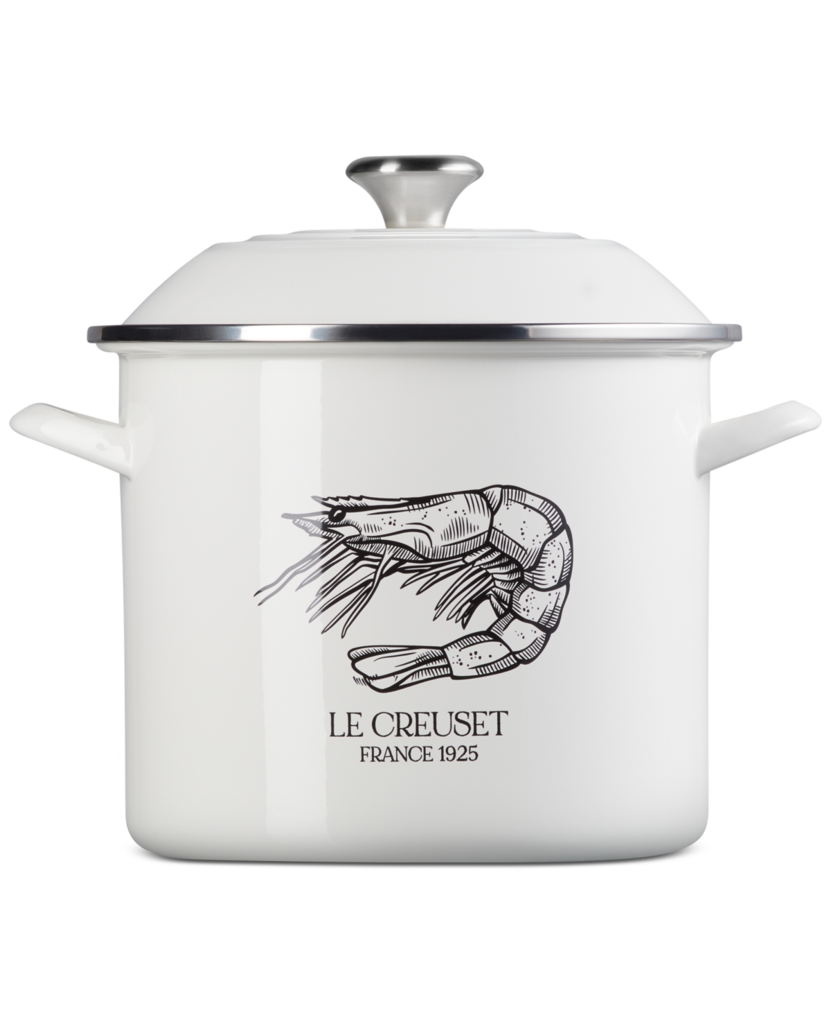 Le Creuset Enamel-on-steel 10-qt. Covered Shrimp Seafood Stockpot In White
