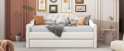 Tufted Daybed with Trundle, Velvet Sofabed