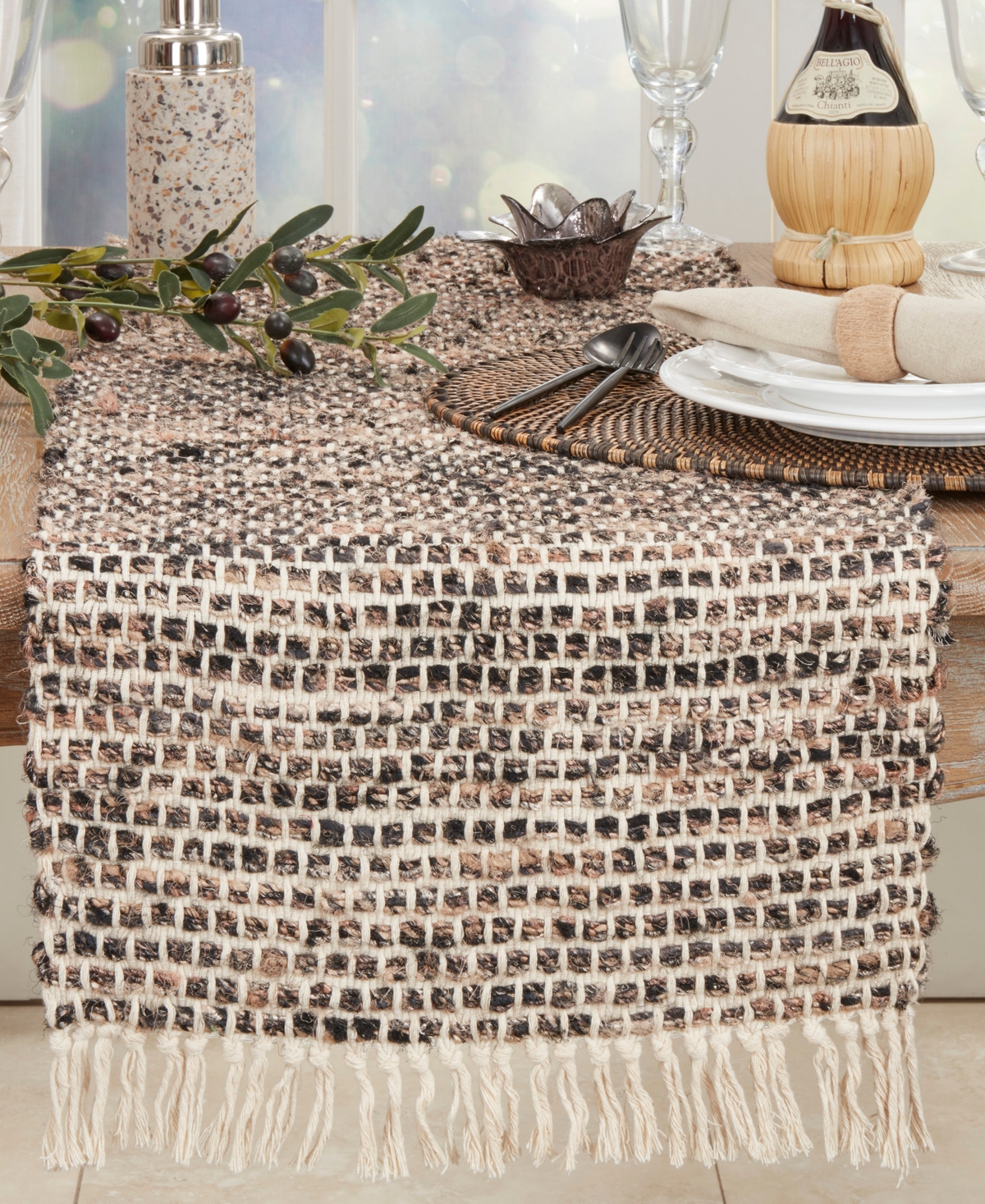Saro Lifestyle Sleek Striped Table Runner, 16"x72" In Natural
