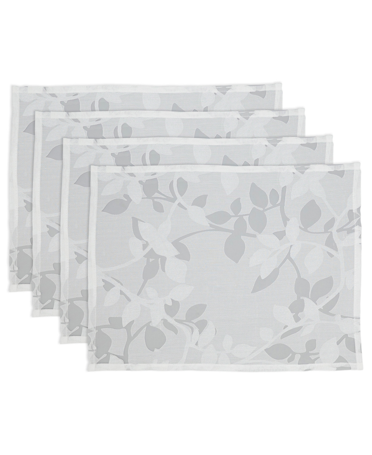 Saro Lifestyle Sheer Elegance Burnout Voile Vine Design Placemat Set Of 4, 13"x19" In White