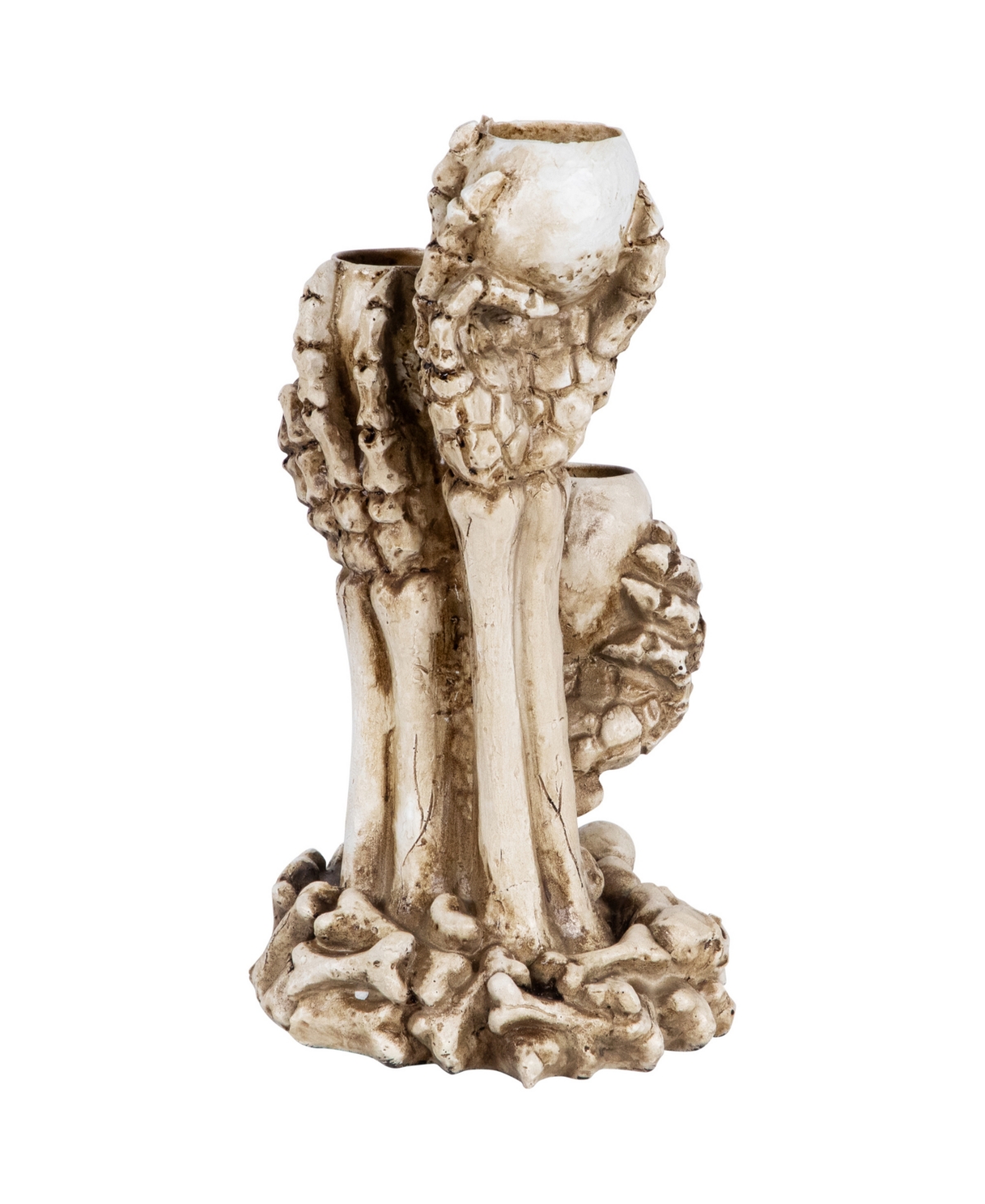 Northlight 12" Triple Skulls Halloween Tea Light Candle Holder In Beige