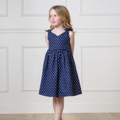 Toddler Girls Sleeveless Bow Shoulder Swing Dress in Linen