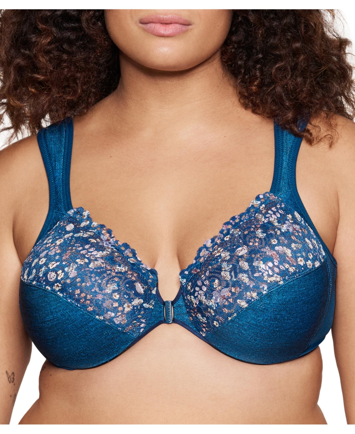 Glamorise Women's Full Figure Plus Size Wonderwire Front Close Bra 1245 In Dark Denim