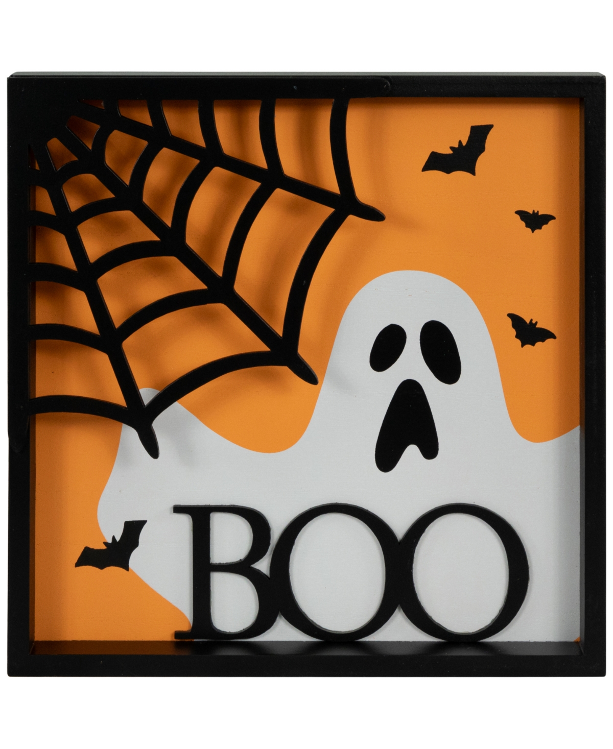 9.75" Framed 3D Boo Halloween Wall Sign - Black