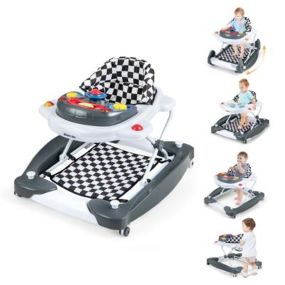 6 in 1 Baby Walker Adjustable Toddler Walker Activity Center with Music Tray - Black 75$