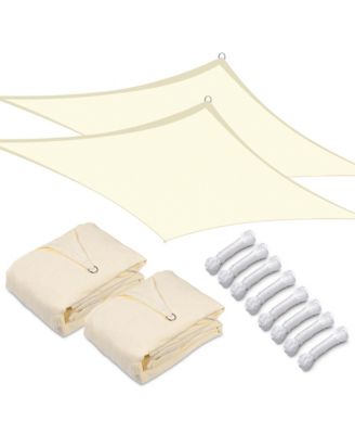 2 Pack 16x16 Ft 97% UV Block Square Sun Shade Sail Heavy Duty HDPE Canopy Yard