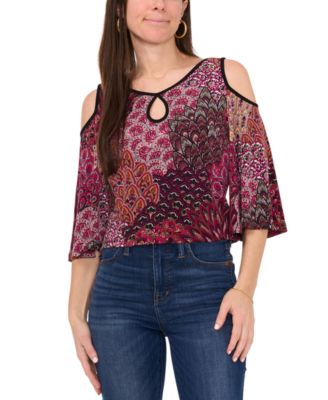 Sam & Jess - Petite Keyhole Cold-Shoulder Knit Top