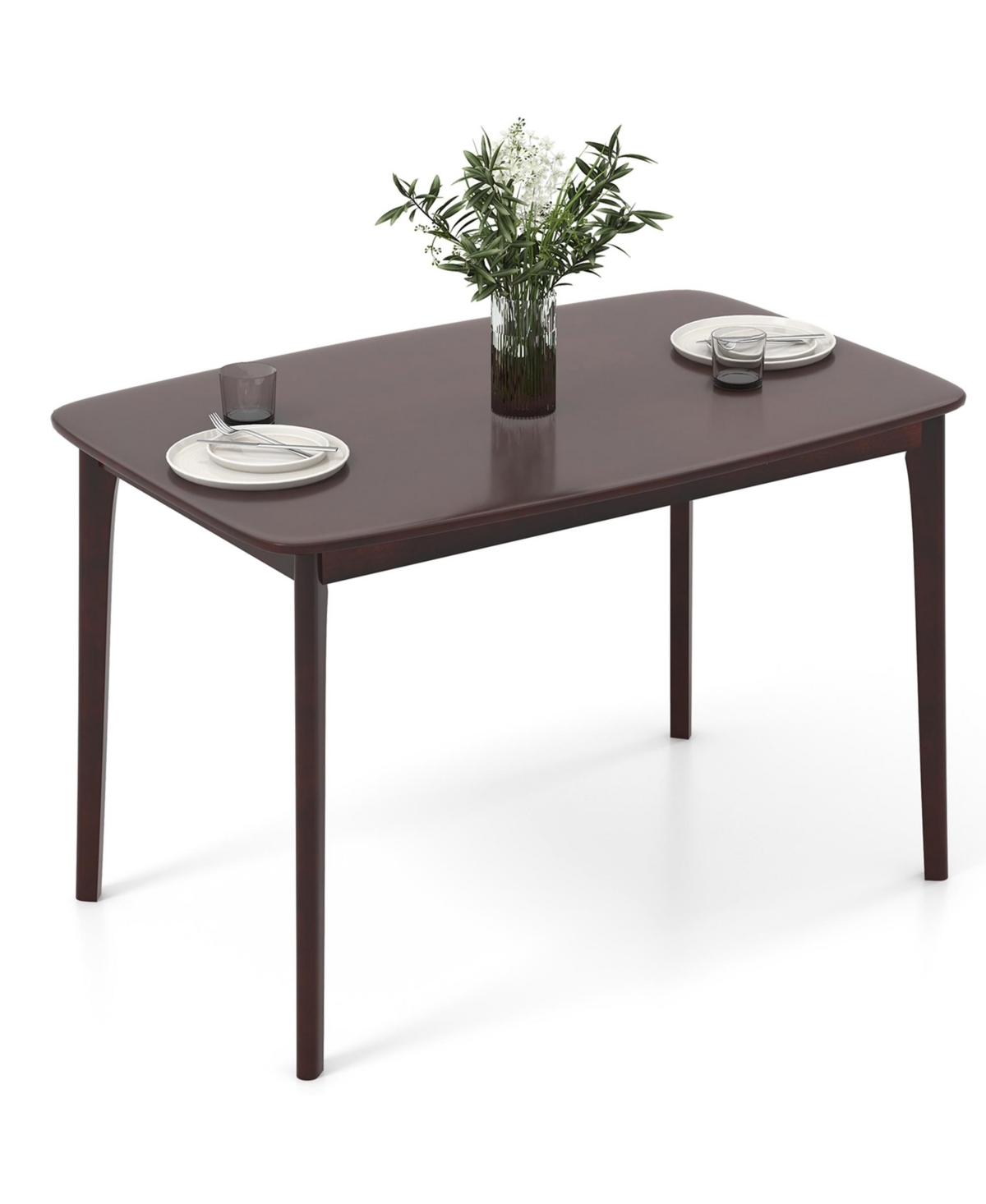 Costway Wooden Dining Table Rectangular Farmhouse Kitchen with Solid Rubber Wood