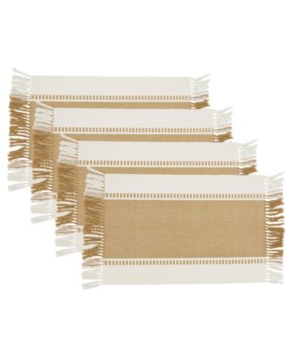 Tassel Trimmed Stripe Placemat Set of 4, 14"x20"