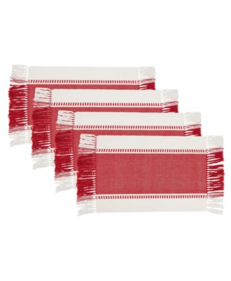 Tassel Trimmed Stripe Placemat Set of 4, 14"x20"