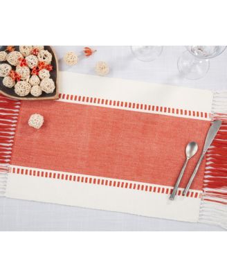 Tassel Trimmed Stripe Placemat Set of 4, 14"x20"