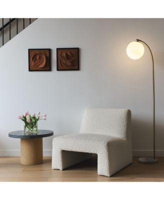 Luna Drop 75" LED Contemporary Floor Lamp with Marble Base Frosted Glass Globe