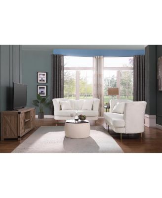 Round Ottoman Set with Storage & Coffee Table - 2 in 1 Function