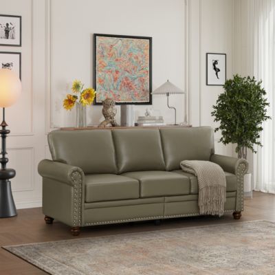 Classic Living Room Nails Sofa Faux Leather