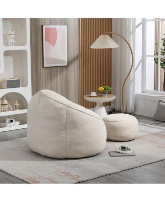 Compressed Foam Bean Bag Chair with Footrest