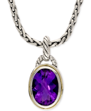 image of Effy Amethyst Pendant Necklace in 18k Gold and Sterling Silver (5-3/4 ct. t.w.)