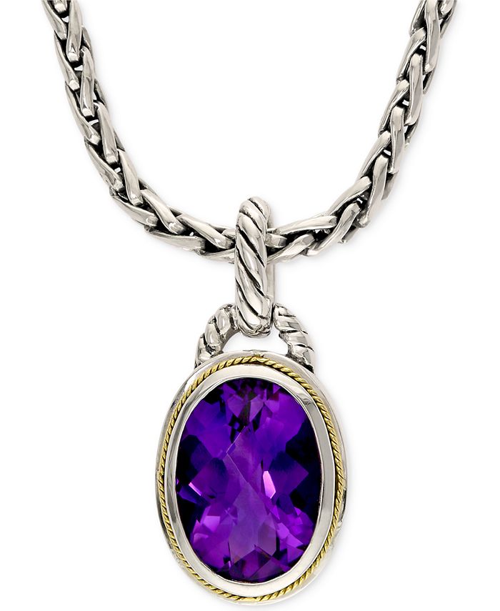 EFFY Collection - Amethyst Pendant Necklace in 18k Gold and Sterling Silver (5-3/4 ct. t.w.)