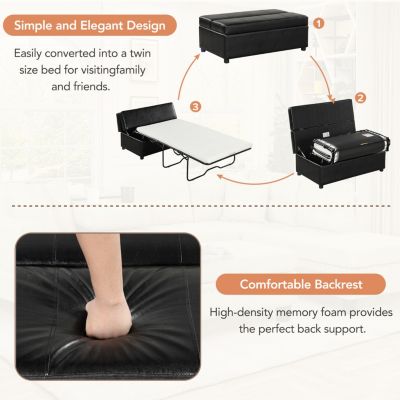 Folding Twin Sleeper Ottoman Bed with Mattress