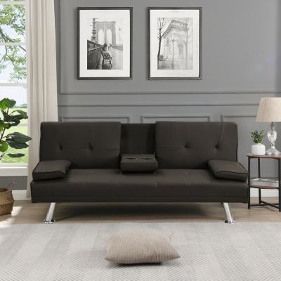 Modern Sofa Bed with Wood Frame and Stainless Legs