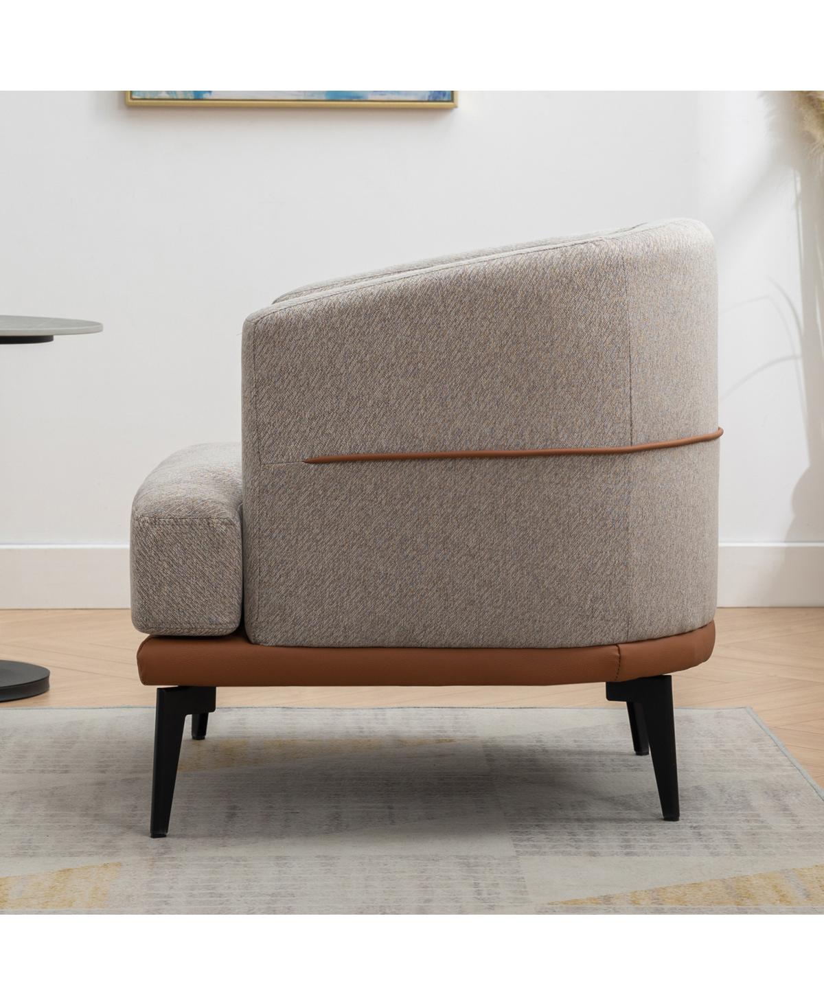 Streamdale Furniture Modern Twotone Barrel Fabric Chair, Upholstered Round Armchair For Living Room Bedroom Reading Room