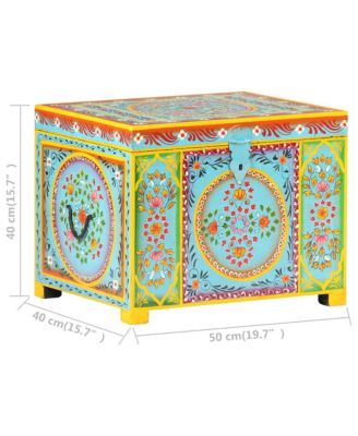 Hand Painted Storage Box x 19.7"x15.7"x15.7" Solid Mango Wood