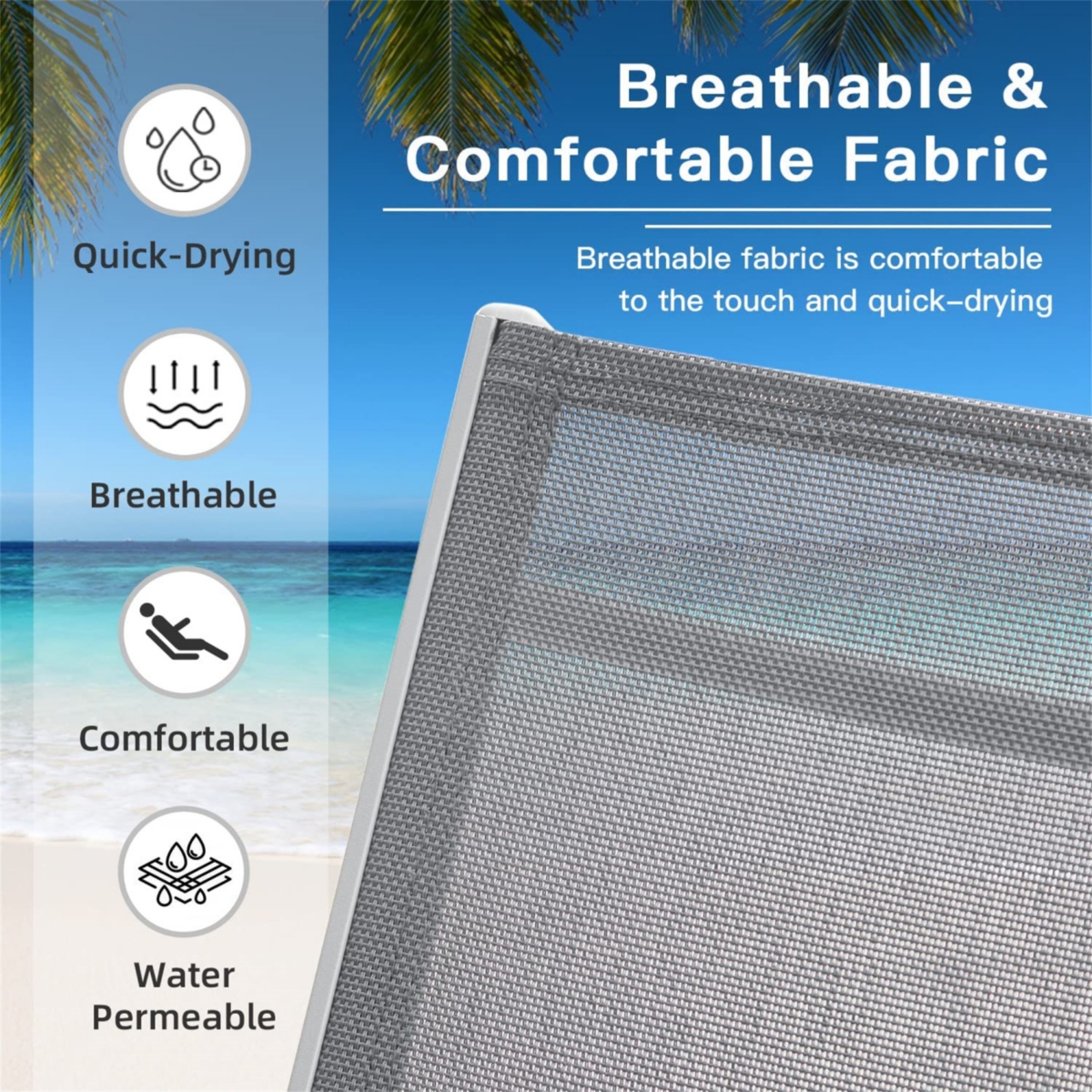 Simplie Fun 2 Outdoor Chaise Lounge Chairs with Adjustable Backrest