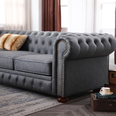 Classic Chesterfield Sofa Faux Leather