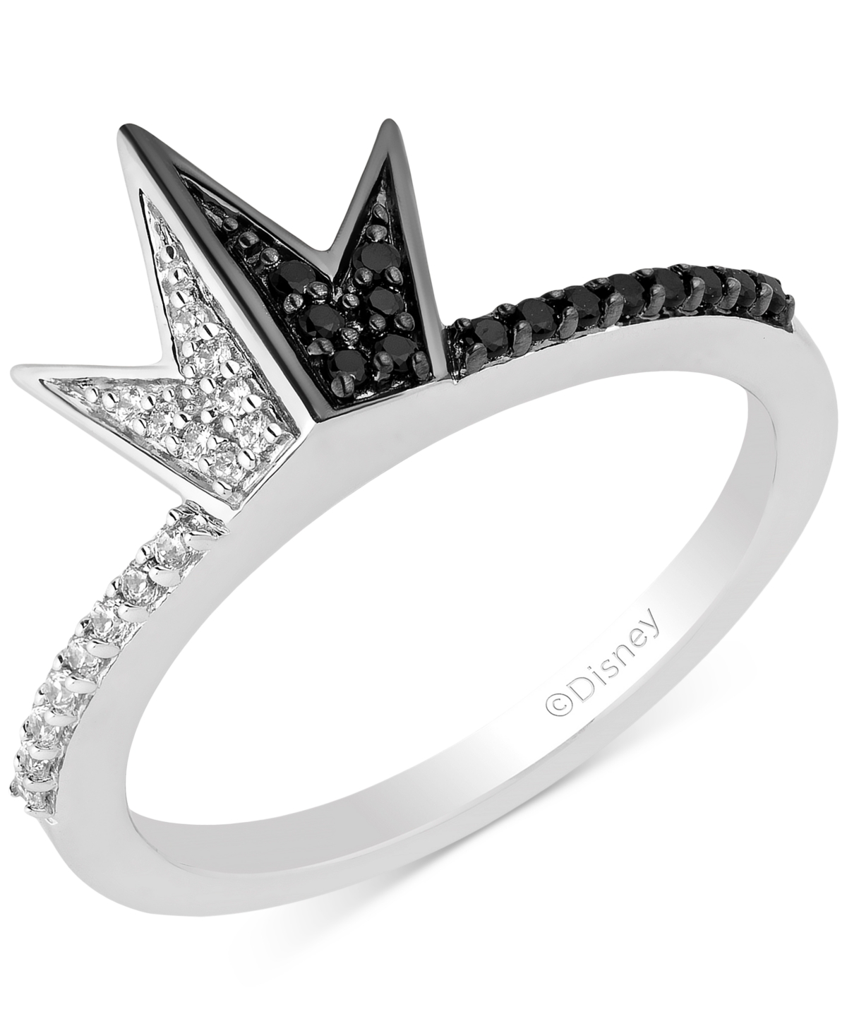 Black Diamond & White Diamond Cruella Crown Ring (1/5 ct. t.w.) in Sterling Silver - Sterling Silver
