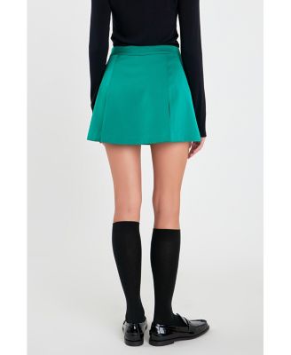 Women's Satin Single Pleat Skort
