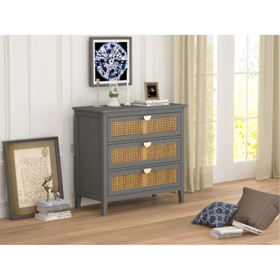 3-Drawer Rattan Cabinet