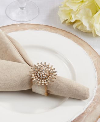 Beaded Elegance Resin Napkin Ring Set of 4